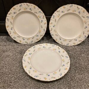 3 Federal Shape Syracuse China "Suzanne" 10.5" Dinner Plates Floral- Made in USA
